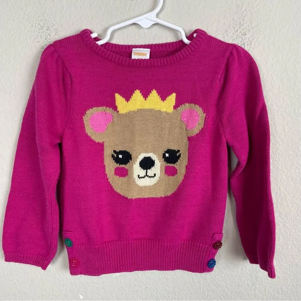 Gymboree Pink Princess Bear Sweater 3T